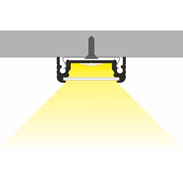 LED strip profiel opbouw 2 meter 14mm zwart incl. frosted cover - Afbeelding 2