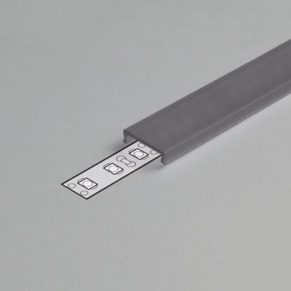 LED strip profiel opbouw 2 meter 14mm zwart incl. frosted cover - Afbeelding 3